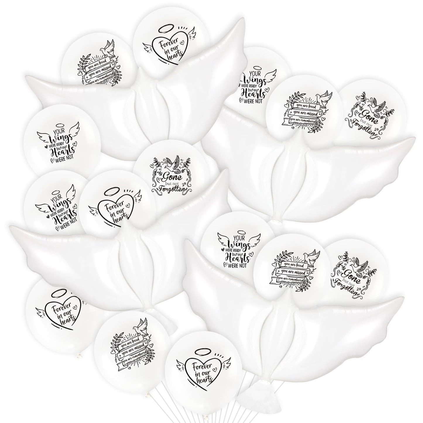24pcs White Funeral Memorial Balloons with 4pcs White Dove Balloon Remembrance to Release in Sky for Happy Heavenly Birthday Anniversary Death In Memory of Life Funeral Party Supplies Decorations - Renee Lane Company