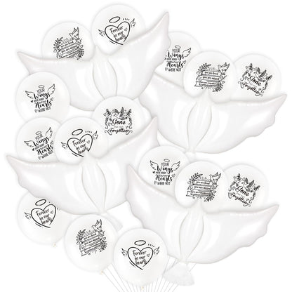 24pcs White Funeral Memorial Balloons with 4pcs White Dove Balloon Remembrance to Release in Sky for Happy Heavenly Birthday Anniversary Death In Memory of Life Funeral Party Supplies Decorations - Renee Lane Company