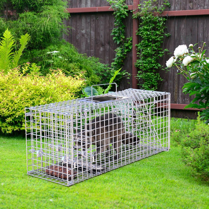 25.59Inch Live Humane Animal Trap Cage Heavy Duty Folding Catch And Release Rodent Cage For Rabbit Squirrel Possum Skunk Kitten Raccoon And More GPCT5437 - Renee Lane Company