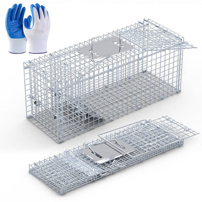 25.59Inch Live Humane Animal Trap Cage Heavy Duty Folding Catch And Release Rodent Cage For Rabbit Squirrel Possum Skunk Kitten Raccoon And More GPCT5437 - Renee Lane Company