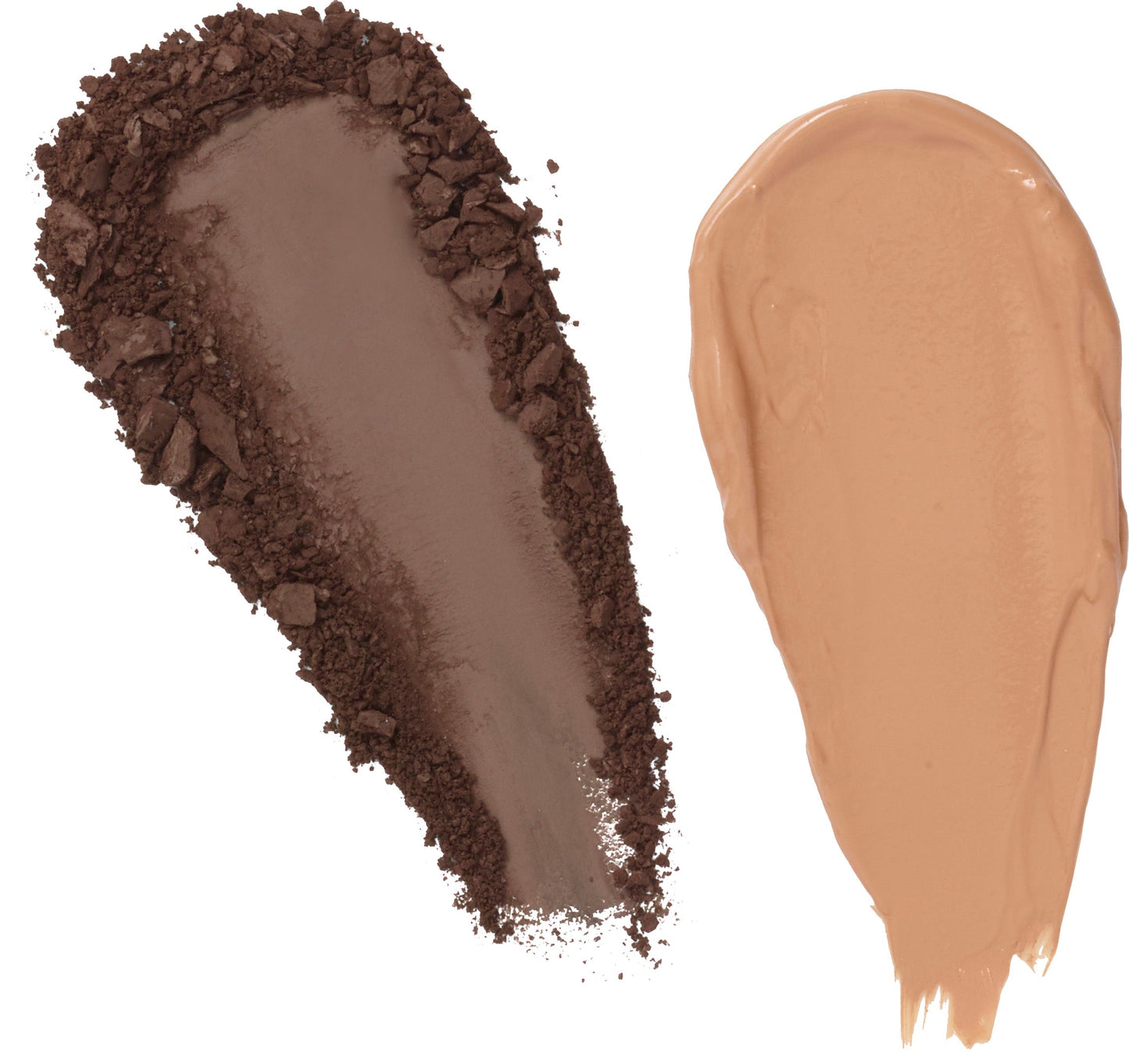 Brown brow powder and beige sculpting creme swatches