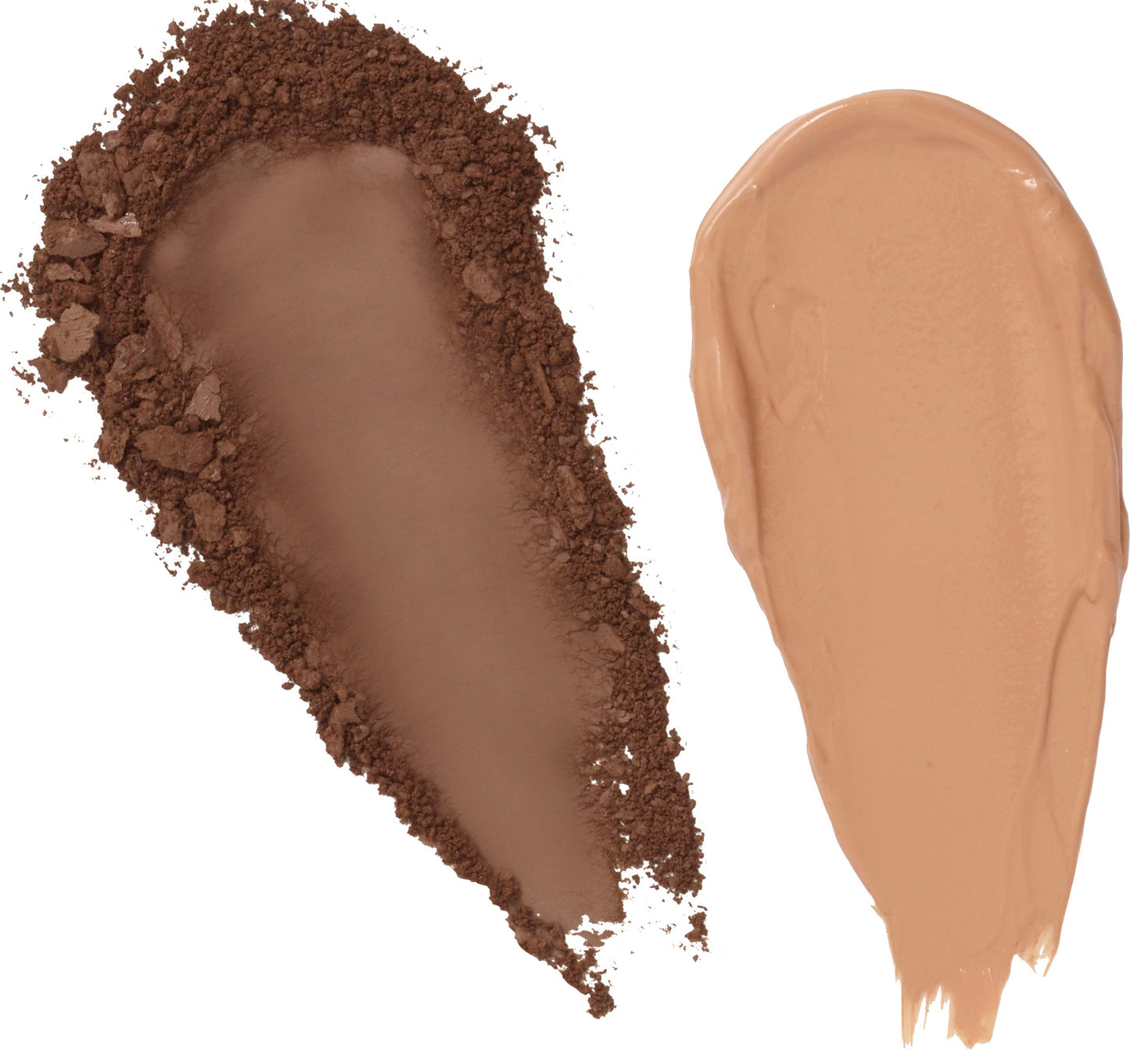 Medium brown brow powder and light tan sculpting creme swatches