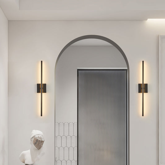 28" 2-Pack Modern LED Wall Sconce, Minimalist Indoor Wall Light Fixtures, Black Matte Finish for Living Room, Bedroom, Hallway, Hotel, and Home Decor - Renee Lane Company