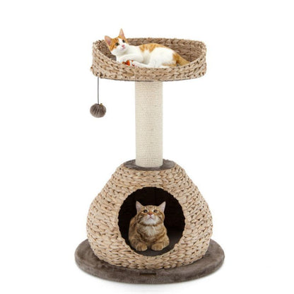 28 Inches Hand-Made Cat Tree Tower with Jump Platform - Renee Lane Company