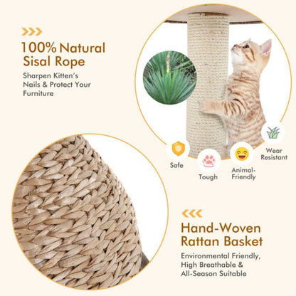 28 Inches Hand-Made Cat Tree Tower with Jump Platform - Renee Lane Company