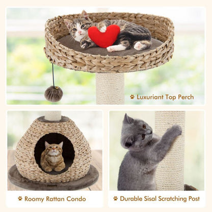 28 Inches Hand-Made Cat Tree Tower with Jump Platform - Renee Lane Company