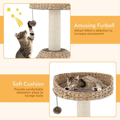 28 Inches Hand-Made Cat Tree Tower with Jump Platform - Renee Lane Company
