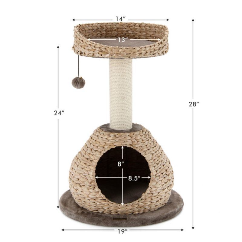 28 Inches Hand-Made Cat Tree Tower with Jump Platform - Renee Lane Company