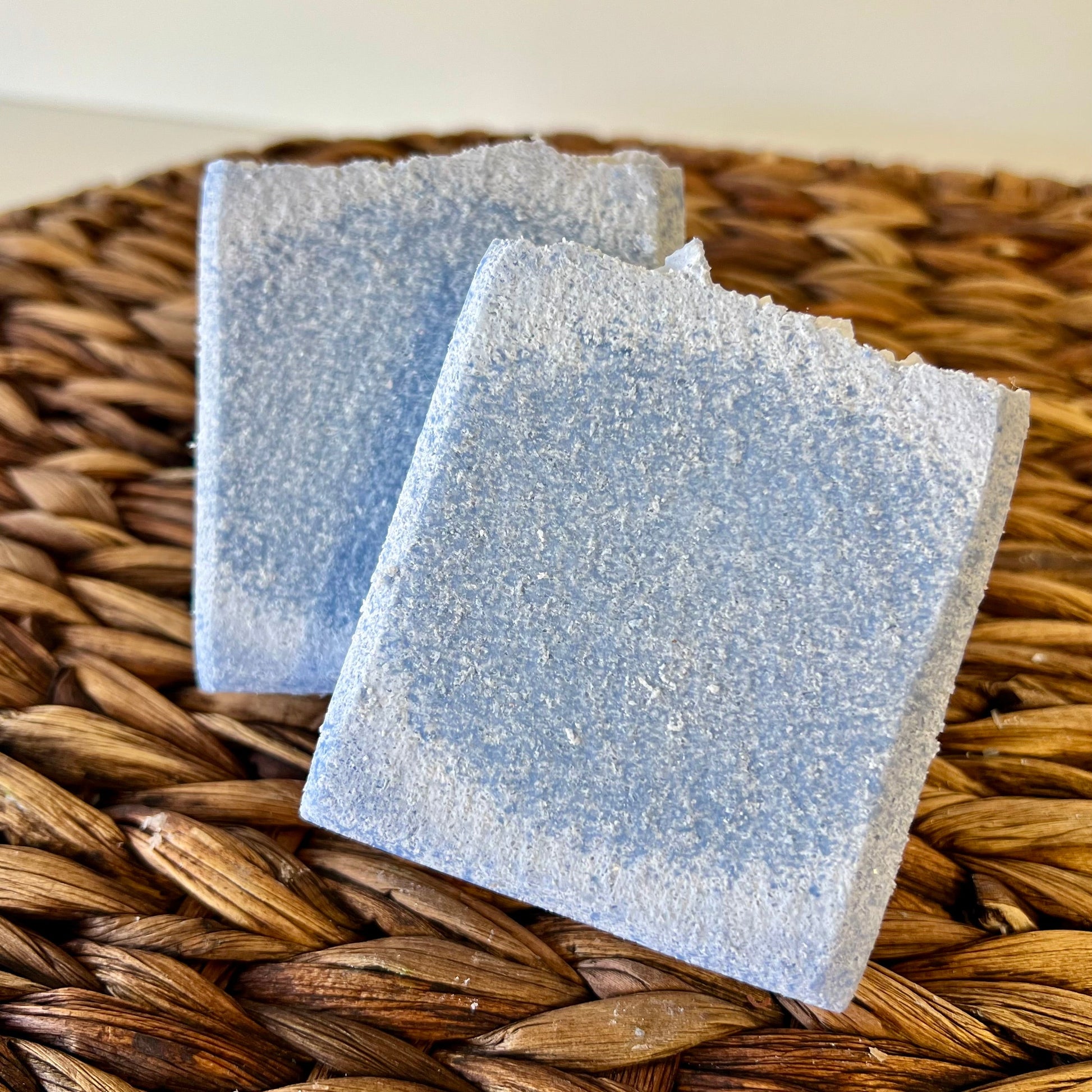 Sea salt bar set of two blocks with speckled texture in light blue