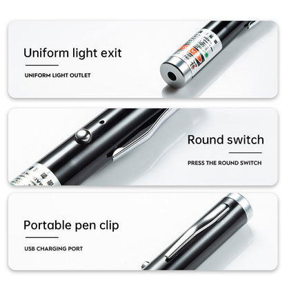 2-in-1 Detachable Mini Green Laser Pointer with Portable Lamp Holder, Visible Focus for Hunting, Teaching, and Presentations