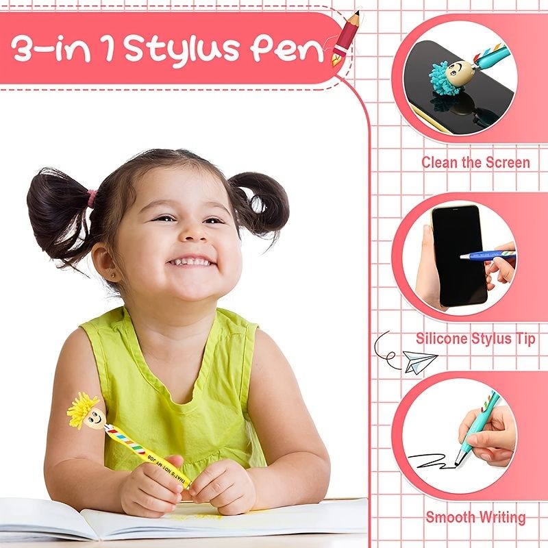 2PCS/5PCS Mop Pen Screen Cleaning Pen With Motivational Quotes 3 In 1 Stylus Dusting Pen For Kids And Unisex Ink Rollerball Pen School Office Motivational Stylus,Line Point 0.1cm/0.03in, Black Refill - Renee Lane Company