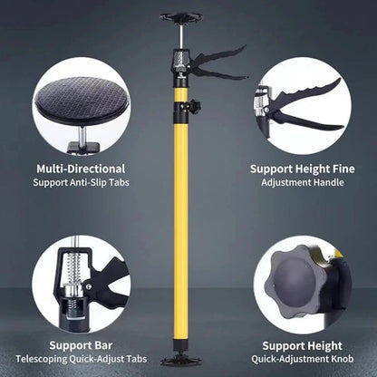 Telescoping cabinet support rod pair with adjustment knob and non-slip base