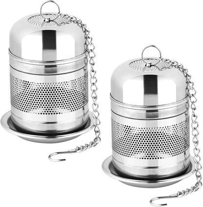 2PCS Tea Infuser Strainer - Stainless Steel Strainers for Loose Leaf Tea, Steeper, Fine Mesh Ball holder with Chain Hook and Lid, Reusable Filter Bags Diffusers - Renee Lane Company