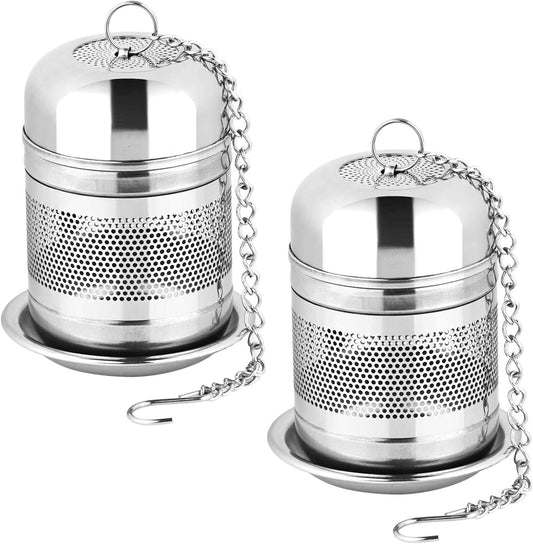 2PCS Tea Infuser Strainer - Stainless Steel Strainers for Loose Leaf Tea, Steeper, Fine Mesh Ball holder with Chain Hook and Lid, Reusable Filter Bags Diffusers - Renee Lane Company