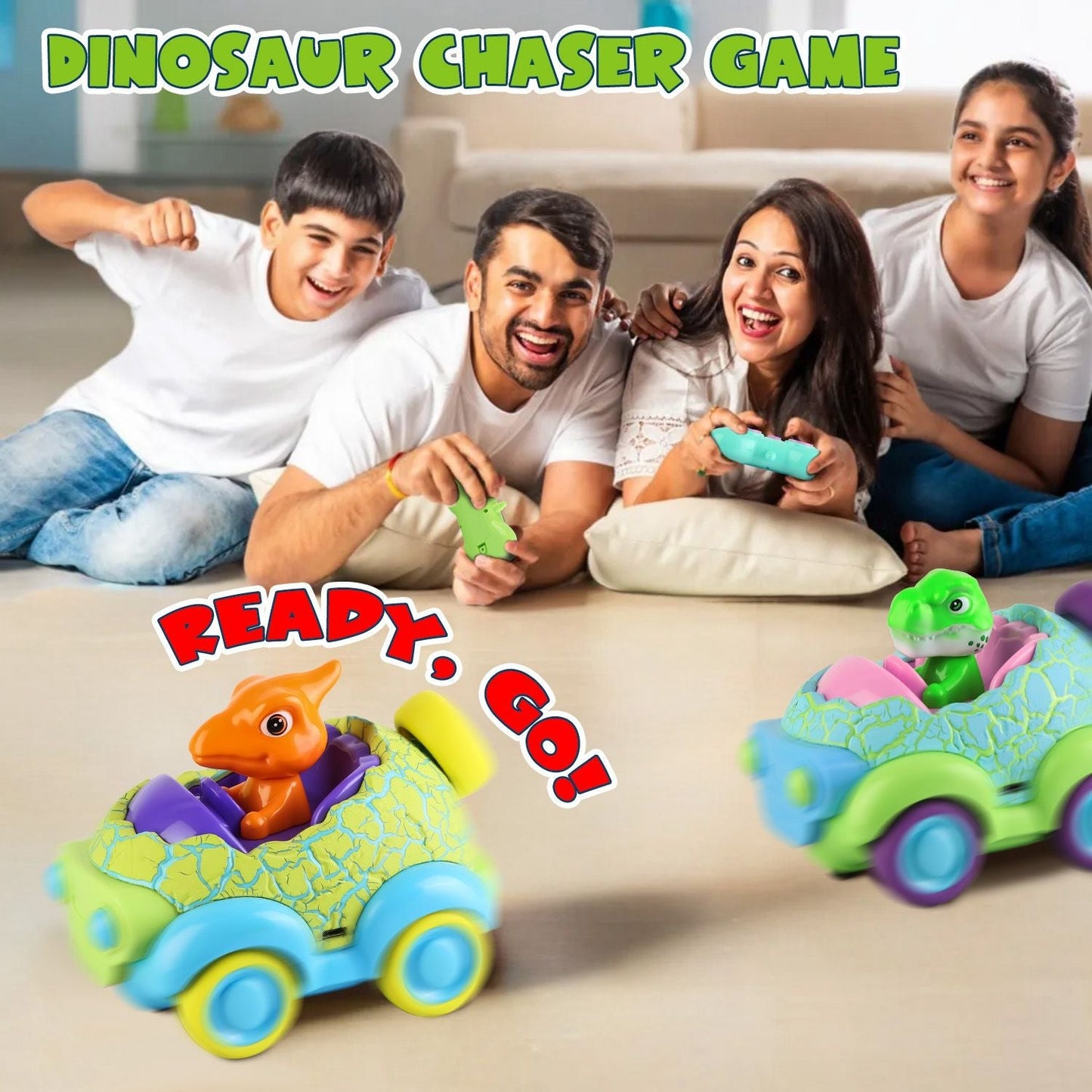 2Pack Dinosaur Remote Control Cars for Toddlers Rechargeable RC Cars with Light Music Birthday Gift For Boys Girls Aged 3 4 5 6 Years Old - Renee Lane Company