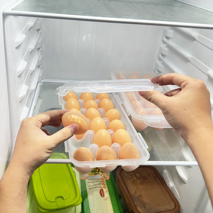 2Pcs Egg Holder Stackable Plastic Egg Storage Box Egg Rack for Refrigerator with 18 Cavity Per Container Dishwasher Safe - Renee Lane Company