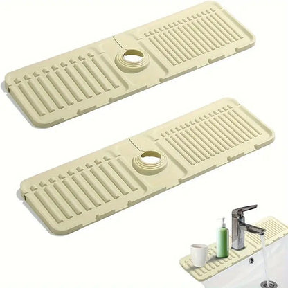 2Pcs Kitchen Sink Splash Guard - Silicone Faucet Handle Drip Catcher Tray Behind Faucet, Kitchen Gadgets Sink Accessories for Kitchen Counter and Bathroom - Renee Lane Company