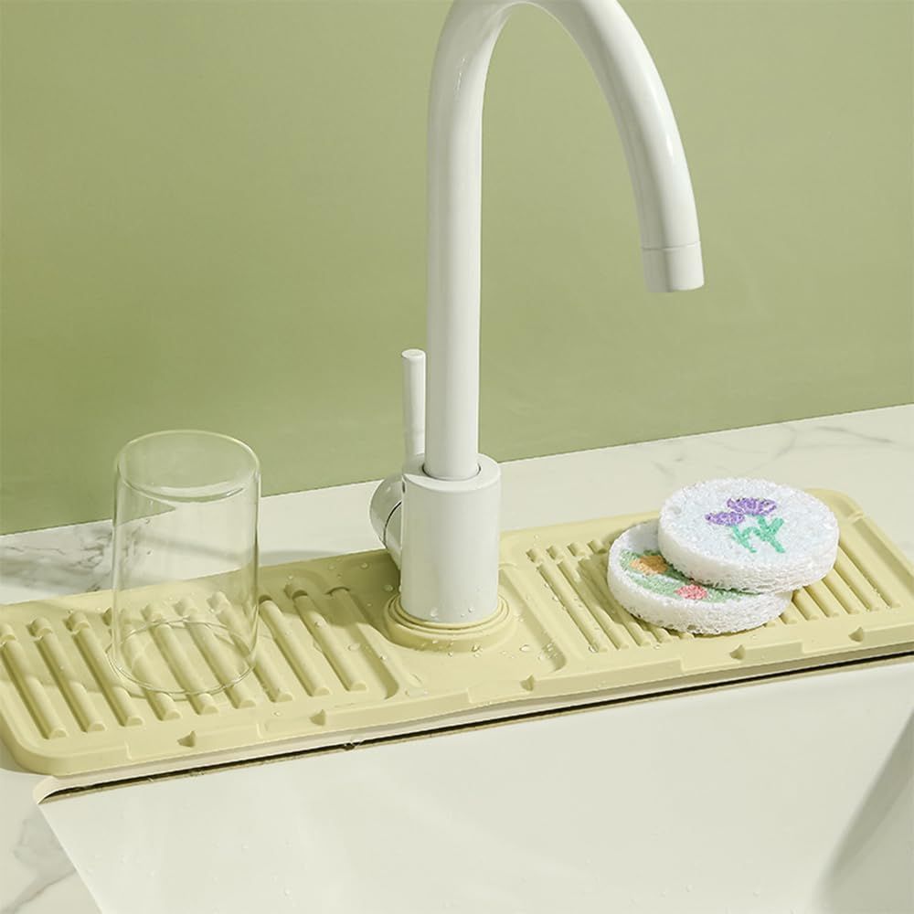 2Pcs Kitchen Sink Splash Guard - Silicone Faucet Handle Drip Catcher Tray Behind Faucet, Kitchen Gadgets Sink Accessories for Kitchen Counter and Bathroom - Renee Lane Company