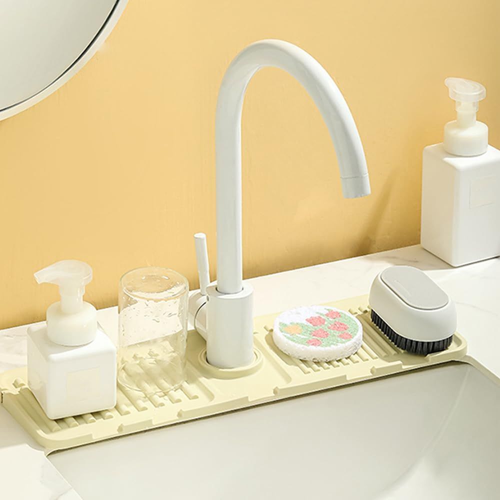 2Pcs Kitchen Sink Splash Guard - Silicone Faucet Handle Drip Catcher Tray Behind Faucet, Kitchen Gadgets Sink Accessories for Kitchen Counter and Bathroom - Renee Lane Company