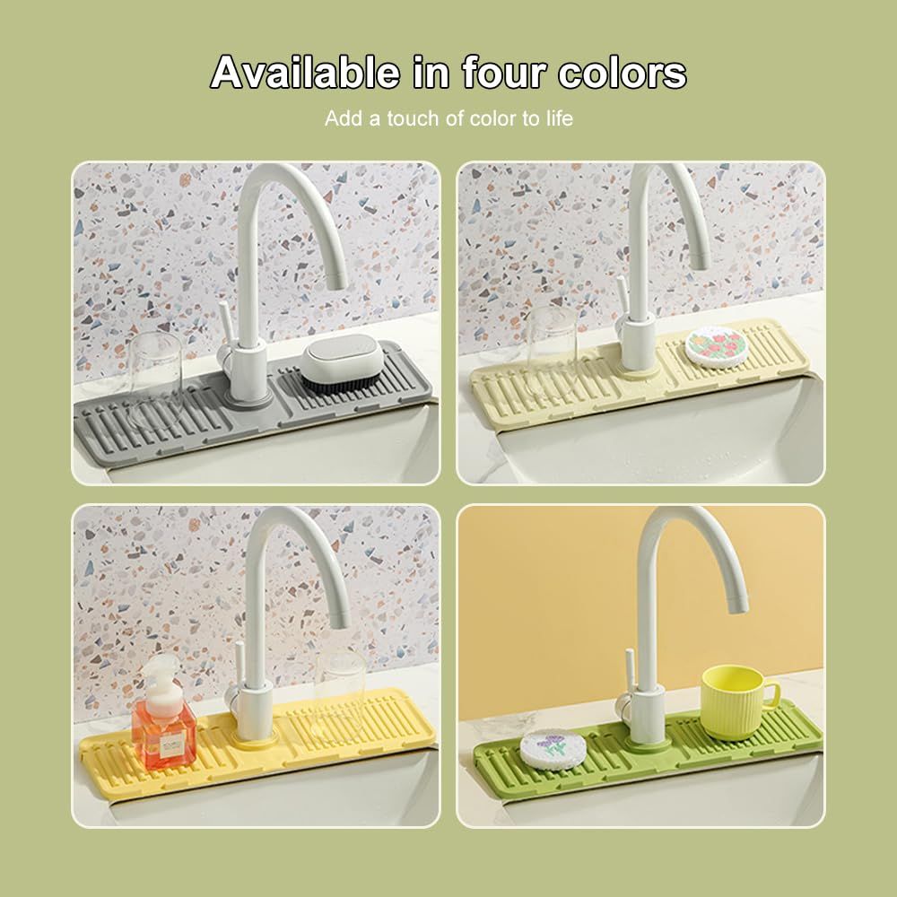 2Pcs Kitchen Sink Splash Guard - Silicone Faucet Handle Drip Catcher Tray Behind Faucet, Kitchen Gadgets Sink Accessories for Kitchen Counter and Bathroom - Renee Lane Company