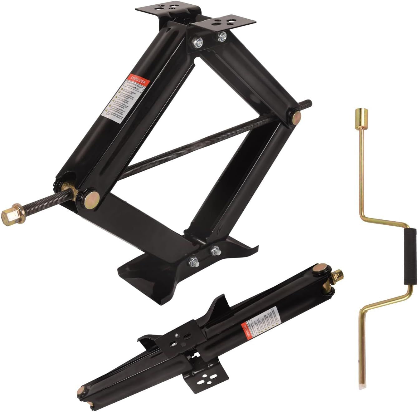 2Pcs Scissor Jack, 6500 lbs * 2, Leveling Scissor Jacks Set with Handle,RV Trailer Camper Stabilizer, for Trucks Cars MPVs Sedans,Station Wagon - Renee Lane Company
