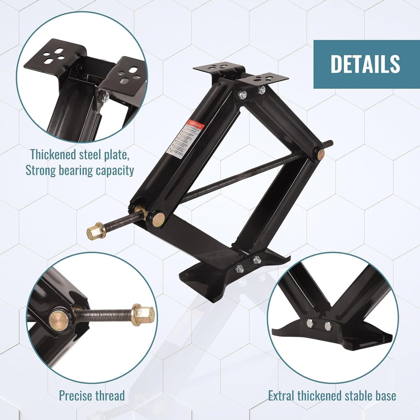 2Pcs Scissor Jack, 6500 lbs * 2, Leveling Scissor Jacks Set with Handle,RV Trailer Camper Stabilizer, for Trucks Cars MPVs Sedans,Station Wagon - Renee Lane Company