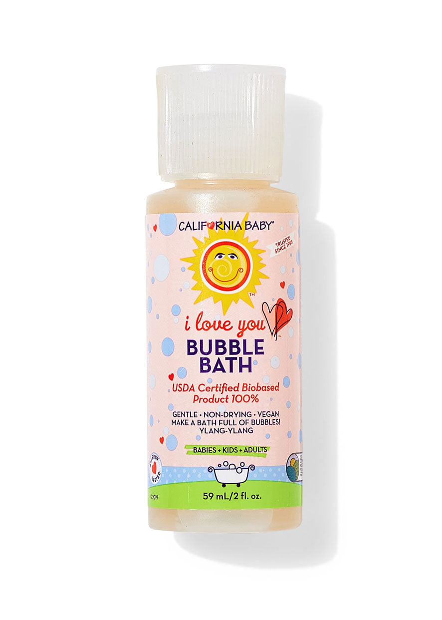 Bubble bath bottle, small size, pink liquid, California Baby label