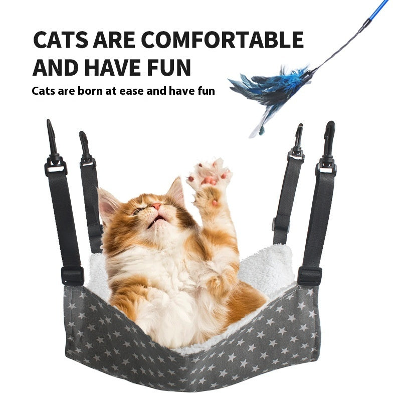 Lamb Fleece Cat Hanging Beds Pets Cage Hammock Bed For Kitten Hanging Seat Indoor Durable Winter Cat Bed Kitty Nest Puppy Cushion Pet Products - Renee Lane Company