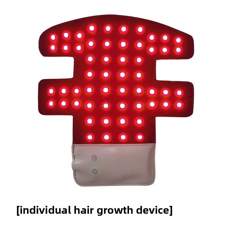 Cap-style light therapy device with red LED bead grid on the front