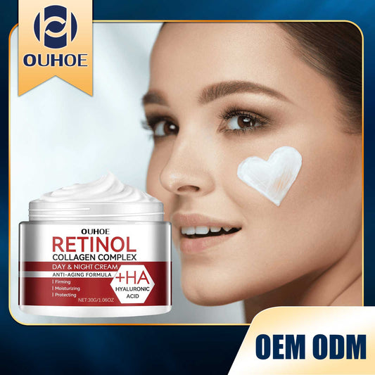 White skincare cream jar with swirl on top, retinol moisturizing cream container