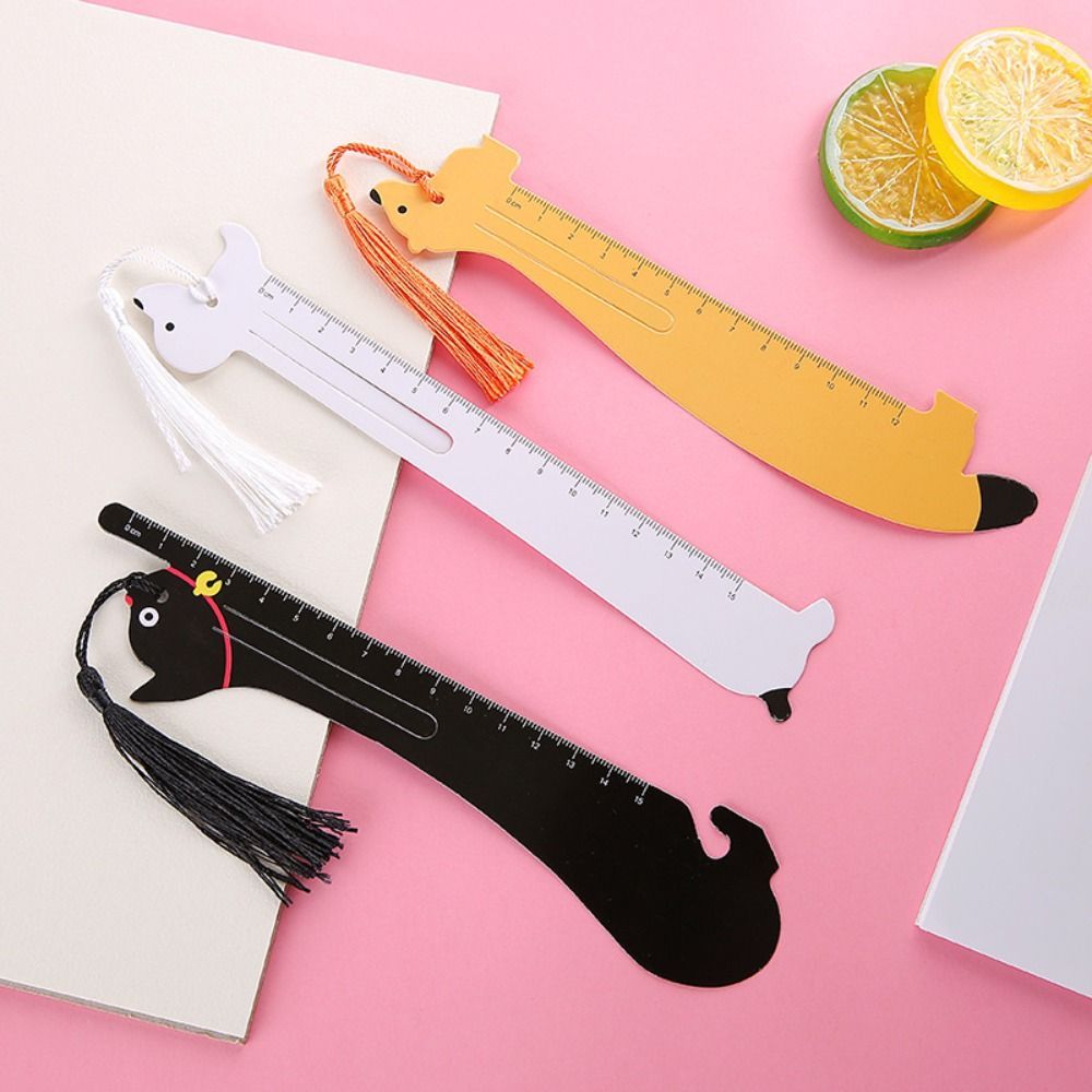 2pcs Cartoon Pet Straight Ruler Bookmarks 5.91inch Scale Ruler Learn Kawaii Stationery Office School Supplies - Renee Lane Company