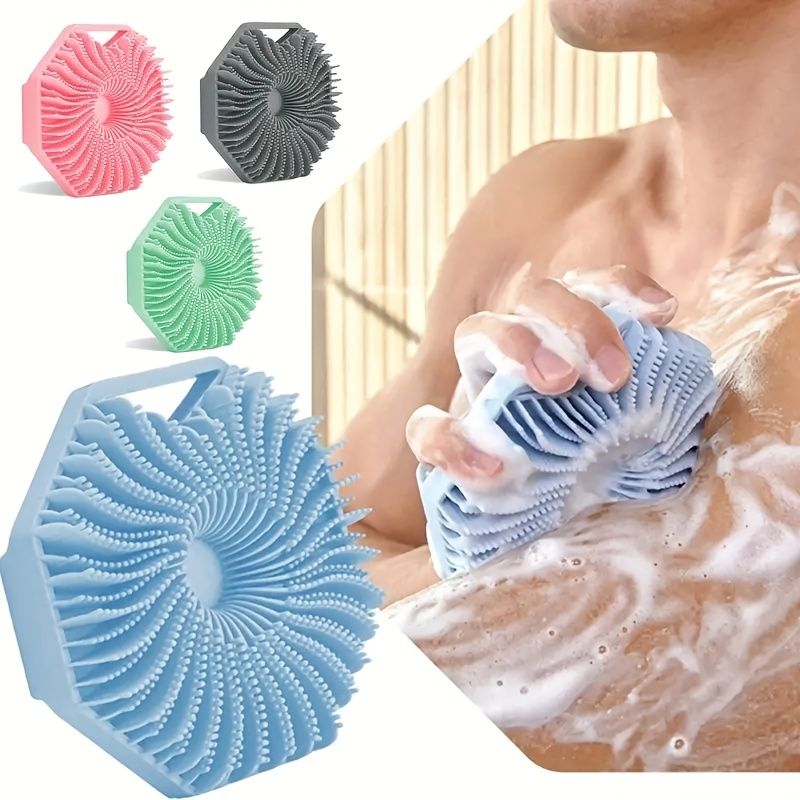 2pcs Natural Silicone Body Brush for Exfoliating and Massage - Soft Scrubber for Shower and Bath - Renee Lane Company