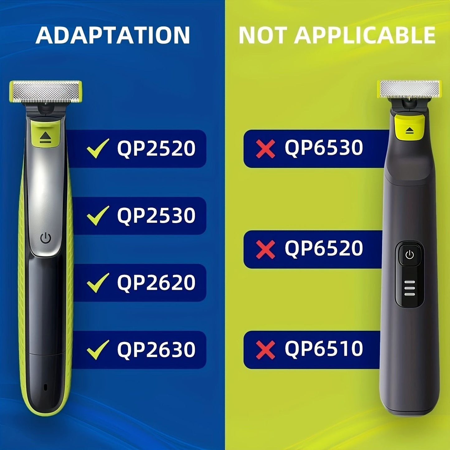 2pcs Replacement Blades Heads For Philips Norelco One Blade, Guide Comb Guards Electric Trimmer Shaver 14-length Adjustable Replacement Kit For QP2520 QP2530 QP2630 QP2620 - Renee Lane Company