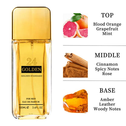 3.4f.0zMen's Eau De Toilette Spray, with Amber & Cinnamon Long-Lasting Perfume, Perfect forDating, Daily Life, Parties, Gift Giving, Notes OfBlood Orange, Grapefruit, Mint - Renee Lane Company