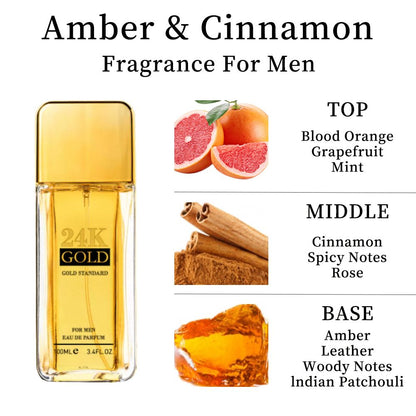 3.4f.0zMen's Eau De Toilette Spray, with Amber & Cinnamon Long-Lasting Perfume, Perfect forDating, Daily Life, Parties, Gift Giving, Notes OfBlood Orange, Grapefruit, Mint - Renee Lane Company