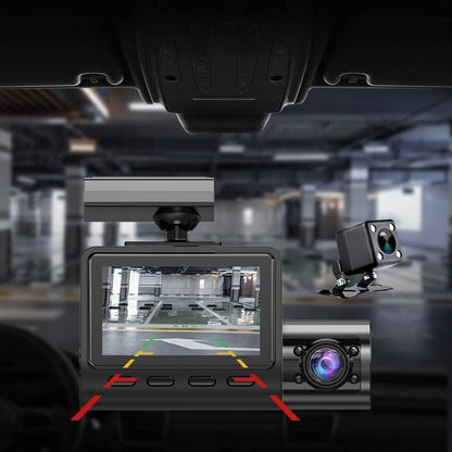 3 Channel Dash Cam for Car with 1080 + 1080 + 480p Three Lenses, Wide Angle Monitoring Range of 140° + 140° + 130°, 24-Hour Parking Monitoring, 4 Infrared Lamps with 64GB Memory Card - Renee Lane Company