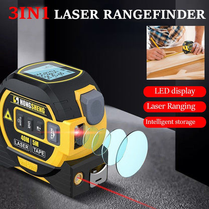 3 In 1 Laser Tape Measure Meter Infrared High-precision Intelligent Electronic Ruler 40/60m Laser Tape Building Distance Meters - Renee Lane Company