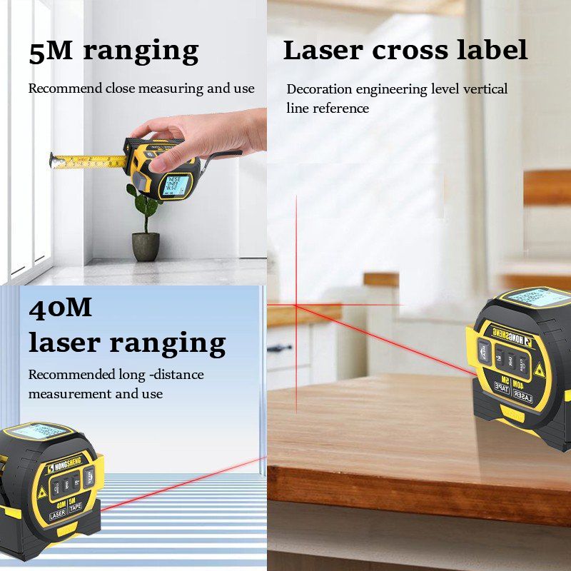 3 In 1 Laser Tape Measure Rangefinder 5m Tape Ruler Infrared High-precision Intelligent Electronic Ruler Building Distance Meter - Renee Lane Company