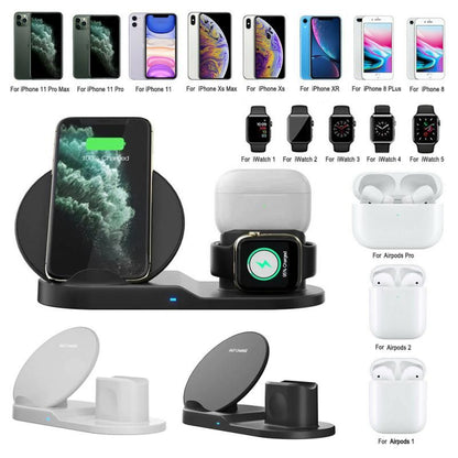 3 In 1 Wireless Charger Stand Quick Charging Dock Station For IPhone Apple Watch Airpods For Samsung S10 S9 10W Fast Charging - Renee Lane Company