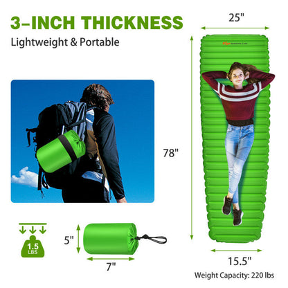 3 Inch Thick Inflatable Waterproof Camping Sleeping Pad - Renee Lane Company