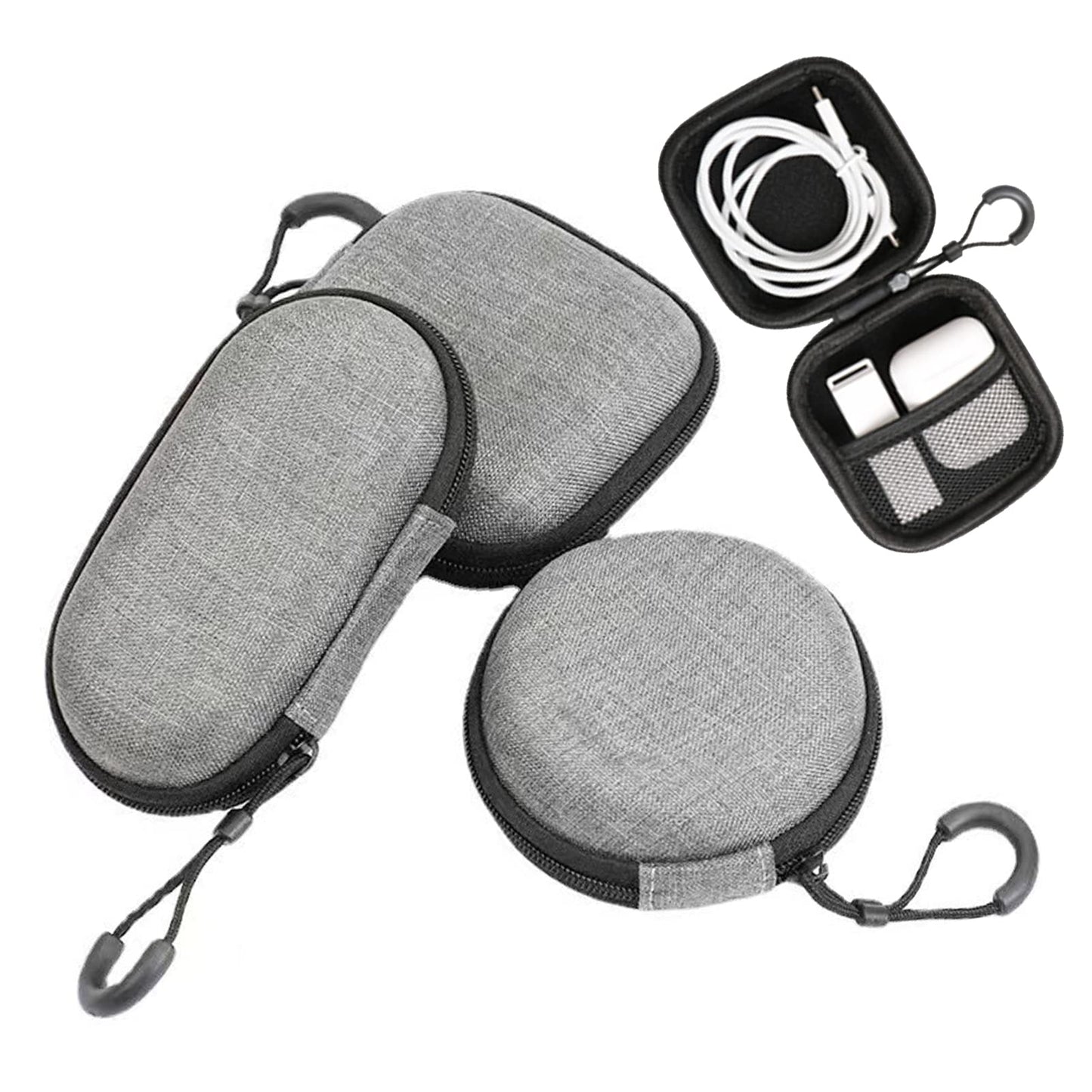 3 Pack Earbud Case BetterJonny EVA Hard Earphone Carrying Case Portable Storage Earbud Pouch Case Mini Earbud Pouch for Bluetooth Ear Buds USB Adapter Cable Coin Pouch Wallet (Grey) - Renee Lane Company