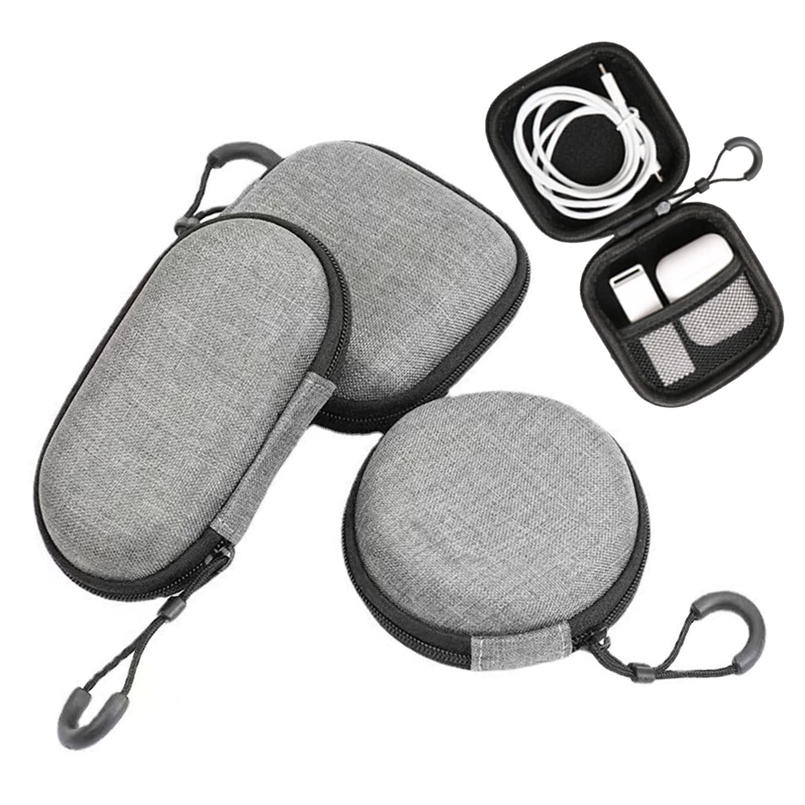 3 Pack Earbud Case BetterJonny EVA Hard Earphone Carrying Case Portable Storage Earbud Pouch Case Mini Earbud Pouch for Bluetooth Ear Buds USB Adapter Cable Coin Pouch Wallet (Grey) - Renee Lane Company