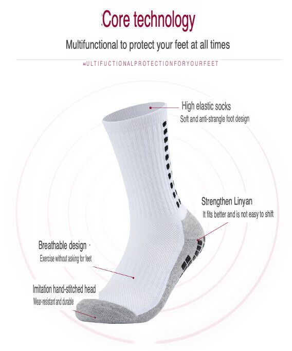 3 Pair Sport Socks Anti Slip W/ Grip Soccer Men Football Basketball Sock Premium - Renee Lane Company