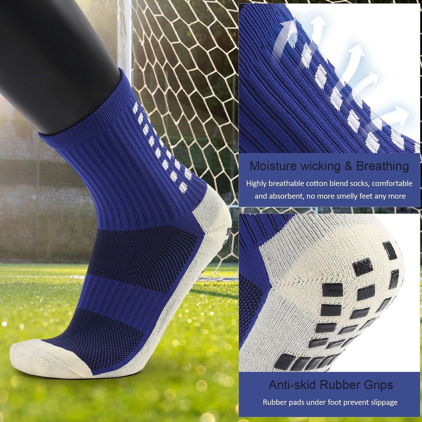 3 Pair Sport Socks Anti Slip W/ Grip Soccer Men Football Basketball Sock Premium - Renee Lane Company