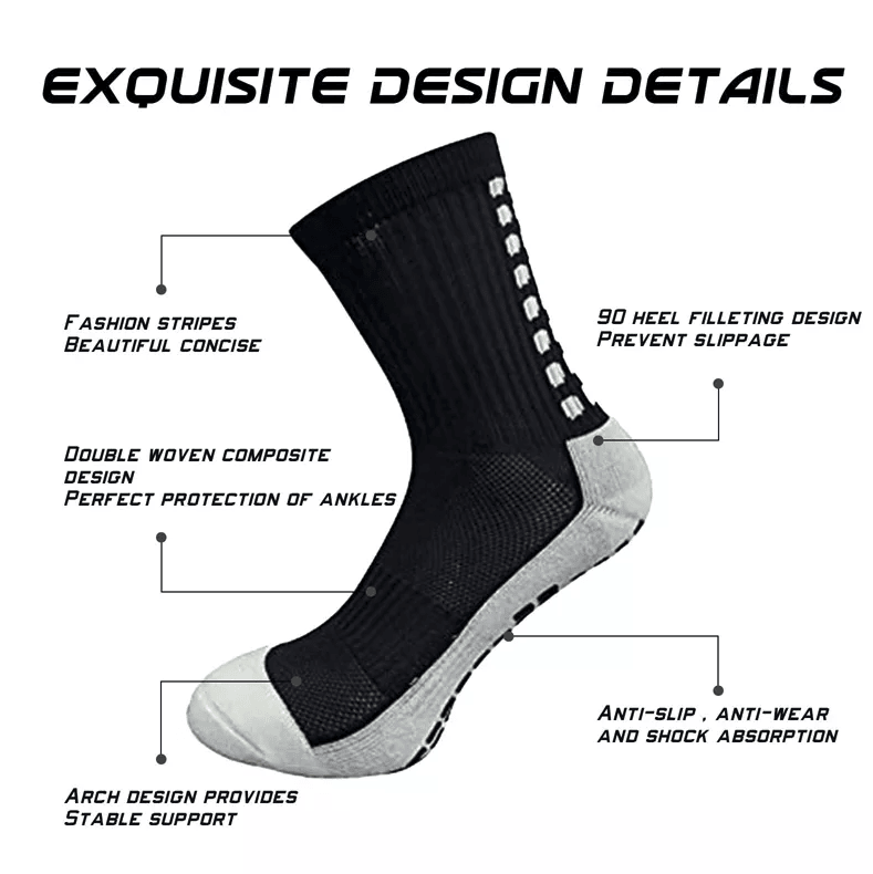 3 Pair Sport Socks Anti Slip W/ Grip Soccer Men Football Basketball Sock Premium - Renee Lane Company