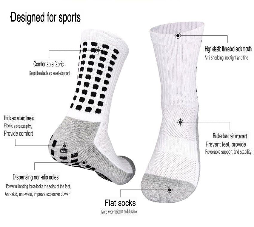 3 Pair Sport Socks Anti Slip W/ Grip Soccer Men Football Basketball Sock Premium - Renee Lane Company