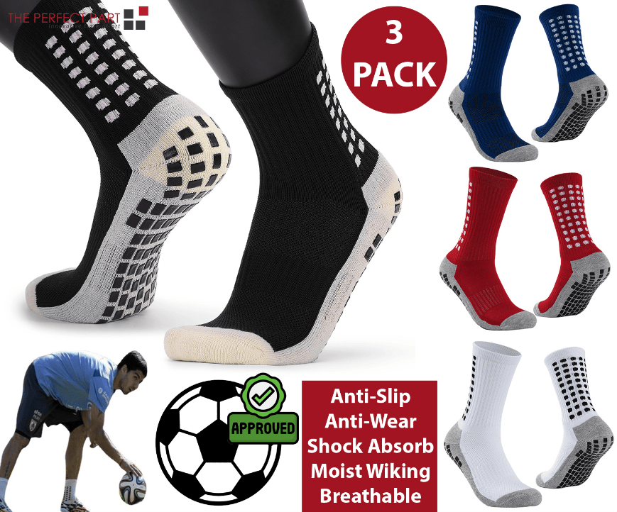 3 Pair Sport Socks Anti Slip W/ Grip Soccer Men Football Basketball Sock Premium - Renee Lane Company