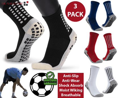 3 Pair Sport Socks Anti Slip W/ Grip Soccer Men Football Basketball Sock Premium - Renee Lane Company
