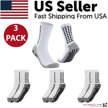 3 Pair Sport Socks Anti Slip W/ Grip Soccer Men Football Basketball Sock Premium - Renee Lane Company
