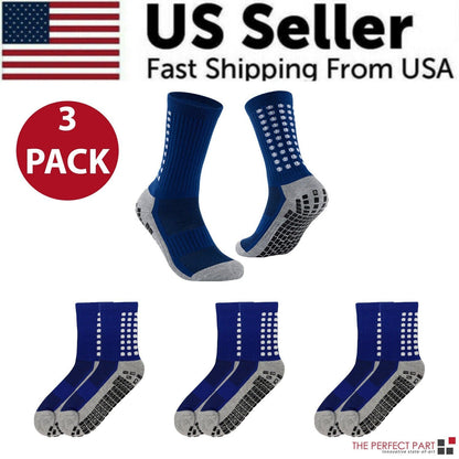3 Pair Sport Socks Anti Slip W/ Grip Soccer Men Football Basketball Sock Premium - Renee Lane Company